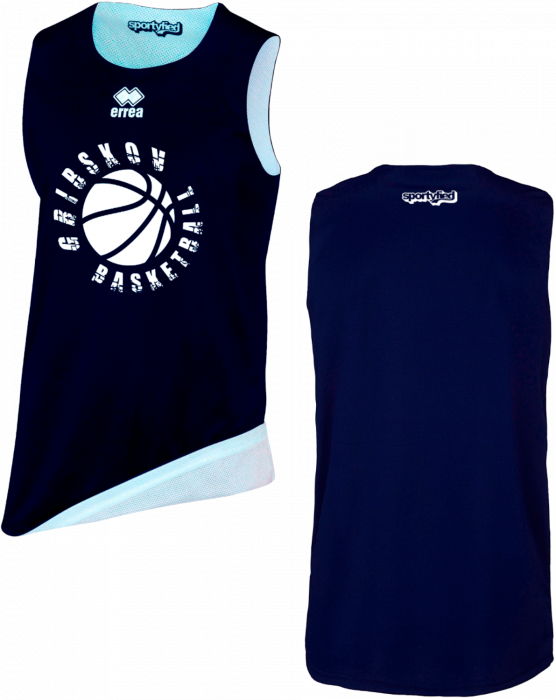Errea - Chicago Double Basketball Tee - Navy Blue & wit